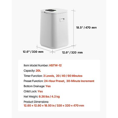 Towel Warmer Bucket with Child Lock Timer and Auto Shut Off
