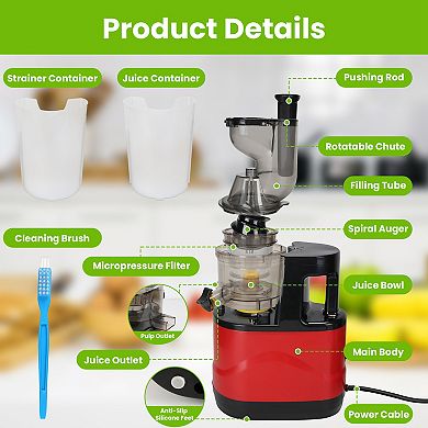 300W Cold Press Juicer Slow Masticating Juicer for Whole Fruits & Vegetables