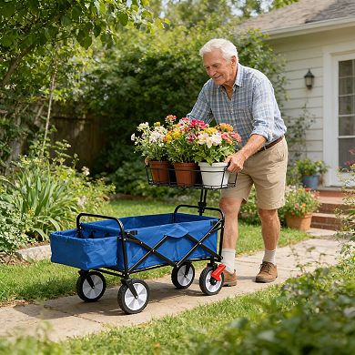 Whisen Folding Wagon Cart for Garden, Shopping, Beach