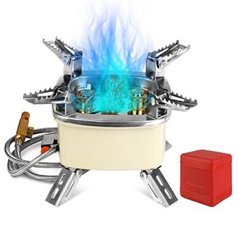 13,000W Windproof Camping Gas Stove 5-Burner with Ignition & Flame Control for Butane/Propane