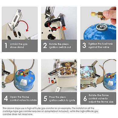 13,000W Windproof Camping Gas Stove 5-Burner with Ignition & Flame Control for Butane/Propane