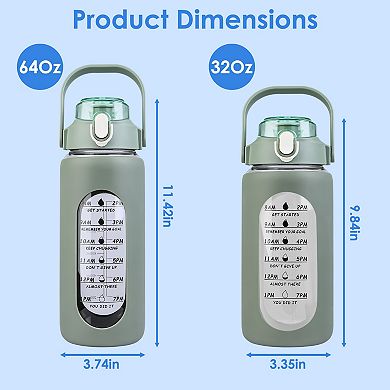 64oz Glass Water Bottle with Straw & Handle