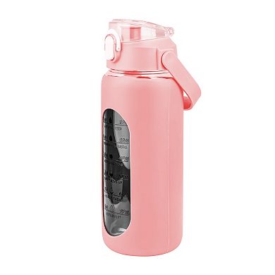64oz Glass Water Bottle with Straw & Handle