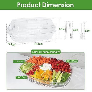 Chilled Fruit & Veggie Tray with Lid 4 Compartments