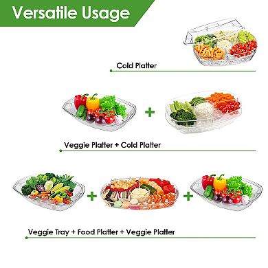 Chilled Fruit & Veggie Tray with Lid 4 Compartments