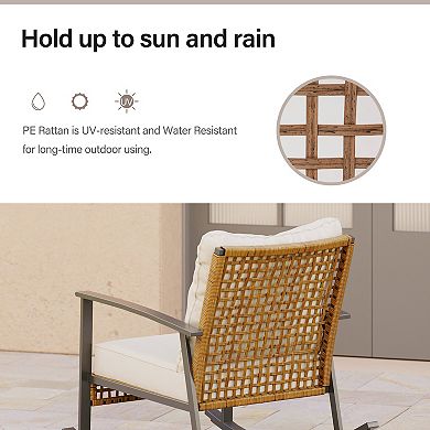 PATIOEASY Modern 3 Piece Rocking Bistro Set for Patio Balcony or Garden