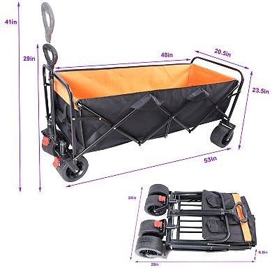 Whisen Extender Folding Wagon Cart, Portable Hand Cart for Garden, Shopping, Beach