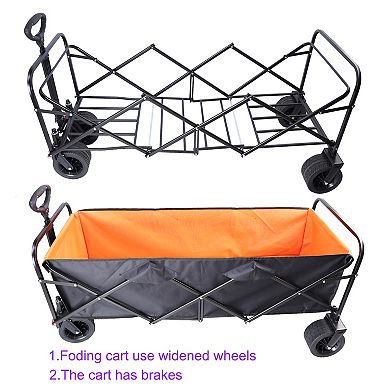 Whisen Extender Folding Wagon Cart, Portable Hand Cart for Garden, Shopping, Beach