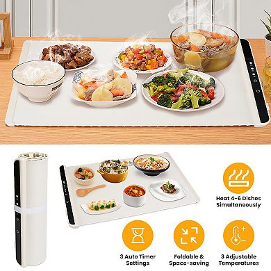 Electric Warming Tray with Adjustable Temperature & 3 Timer Settings for Food