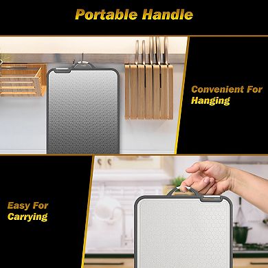 Double-Sided Cutting Board with Knife Sharpener & Grinding Zone