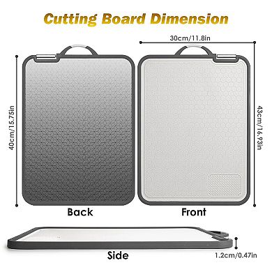 Double-Sided Cutting Board with Knife Sharpener & Grinding Zone