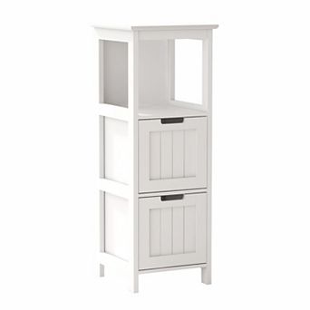 Bathroom Floor Cabinet with 2 Drawers & 1 Shelf, Freestanding Wood Storage Organizer