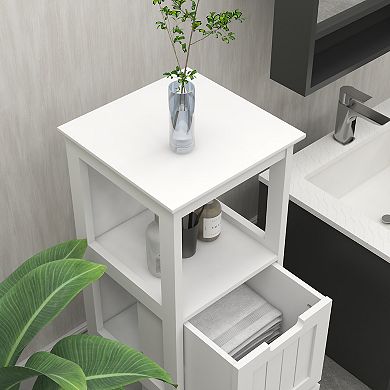 Bathroom Floor Cabinet with 2 Drawers & 1 Shelf, Freestanding Wood Storage Organizer