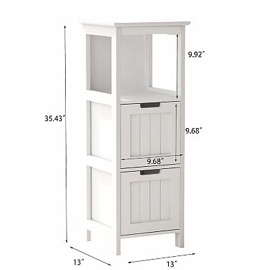 Bathroom Floor Cabinet with 2 Drawers & 1 Shelf, Freestanding Wood Storage Organizer