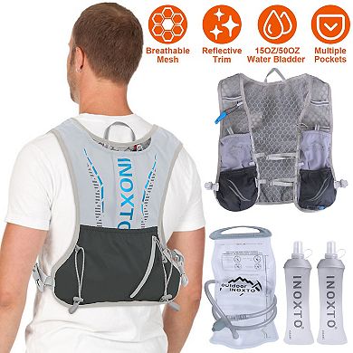 Sport Hydration Vest Running Backpack 15oz/50oz Water Bladder, Adjustable Straps