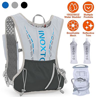 Sport Hydration Vest Running Backpack 15oz/50oz Water Bladder, Adjustable Straps