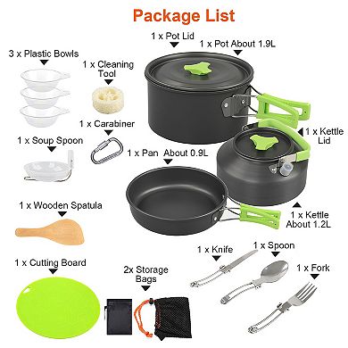 6PCS Camping Cookware Set with Stove & Utensils