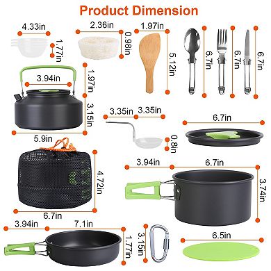6PCS Camping Cookware Set with Stove & Utensils