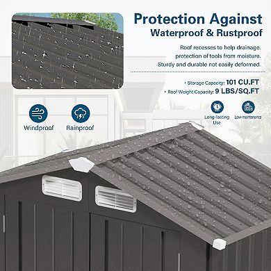 WOW PIONEER Compact Metal Storage Shed with Peaked Roof and Lockable Door