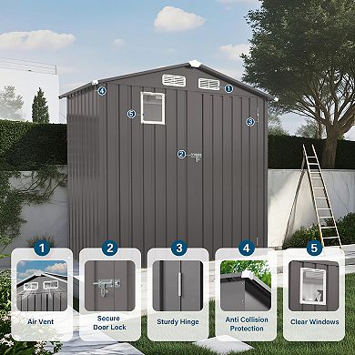 WOW PIONEER Compact Metal Storage Shed with Peaked Roof and Lockable Door