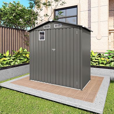 WOW PIONEER Compact Metal Storage Shed with Peaked Roof and Lockable Door