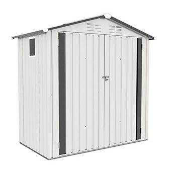 WOW PIONEER Compact Metal Storage Shed with Peaked Roof and Lockable Door