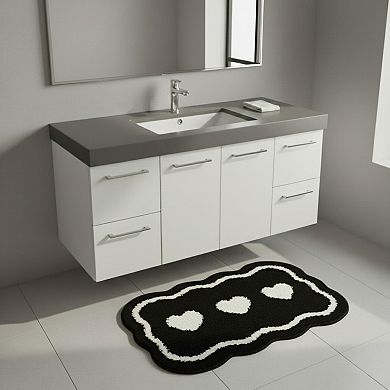 Abstract Floral Pattern Tufted Bath Mat Soft Bathroom Floor Rug