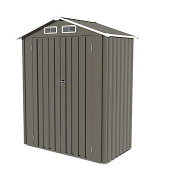 WOW PIONEER Compact Outdoor Metal Storage Shed with Peaked Waterproof Roof