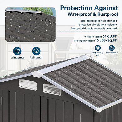 WOW PIONEER Compact Outdoor Metal Storage Shed with Peaked Waterproof Roof