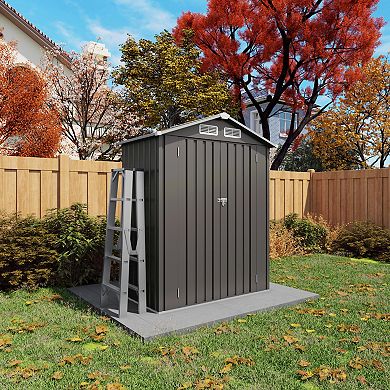 WOW PIONEER Compact Outdoor Metal Storage Shed with Peaked Waterproof Roof