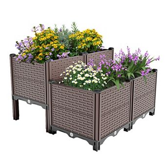 WOW PIONEER Large Capacity Raised Garden Planter Box for Outdoor Vegetable and Flower Cultivation