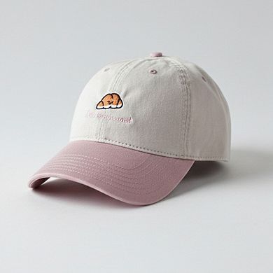 Embroidered Croissant Baseball Cap Adjustable Baseball Hat