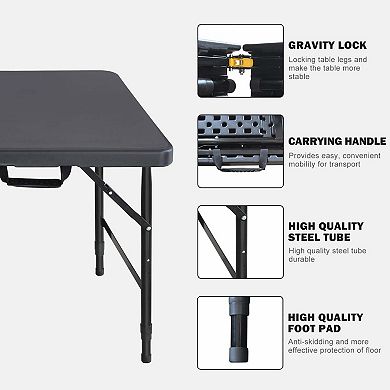 WOW PIONEER 4ft Portable Folding Table Indoor Outdoor Maximum Weight Capacity