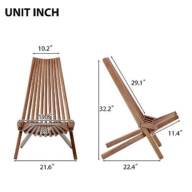 WOW PIONEER Folding Wood Chair for Indoor and Outdoor Use with Ergonomic Design