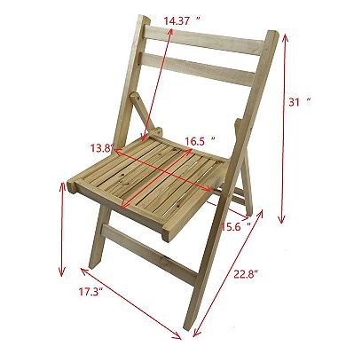 WOW PIONEER Wood Folding Chairs for Events and Dining, Set of Four, Slatted Design