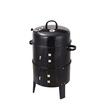 WOW PIONEER Outdoor Double-Layer Charcoal Grill and Smoker Stove for Braising