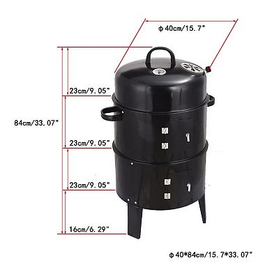 WOW PIONEER Outdoor Double-Layer Charcoal Grill and Smoker Stove for Braising