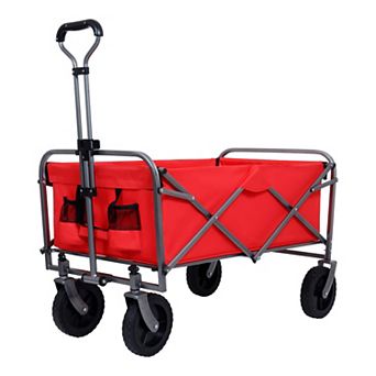 WOW PIONEER Collapsible Wagon Cart Foldable with Wheels and Drink Holders