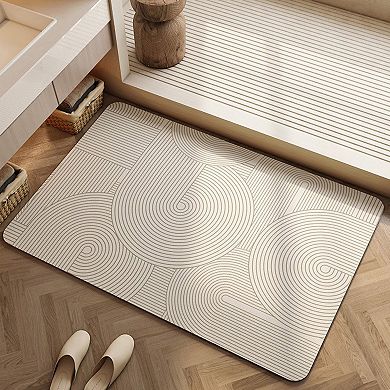 Anti Fatigue Kitchen Floor Mat with Geometric Line Pattern Cushioned Standing Rug
