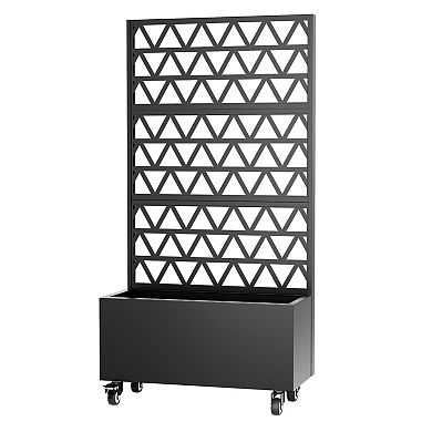 WOW PIONEER Metal Planter Box with Trellis Raised Garden Bed Privacy Screen