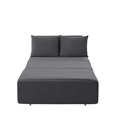 43" W Twin Pull Out Sofa Bed 2-in-1 Convertible Linen Sleeper Chair with Pillows