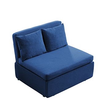 43" W Twin Pull Out Sofa Bed 2-in-1 Convertible Linen Sleeper Chair with Pillows