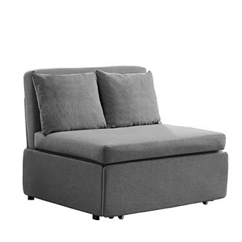 43" W Twin Pull Out Sofa Bed 2-in-1 Convertible Linen Sleeper Chair with Pillows