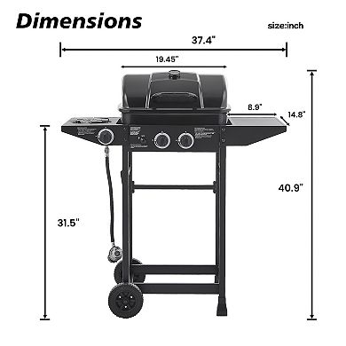 WOW PIONEER 2 Burner Propane Gas Grill with Side Burner and Stainless Steel Construction