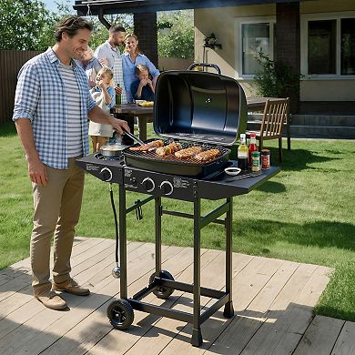 WOW PIONEER 2 Burner Propane Gas Grill with Side Burner and Stainless Steel Construction