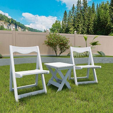 WOW PIONEER Foldable Outdoor Bistro Set with Two Chairs and Rectangular Table