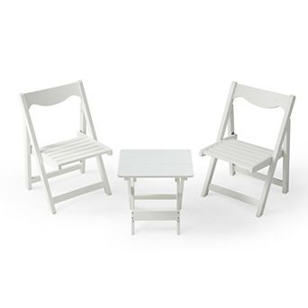 WOW PIONEER Foldable Outdoor Bistro Set with Two Chairs and Rectangular Table