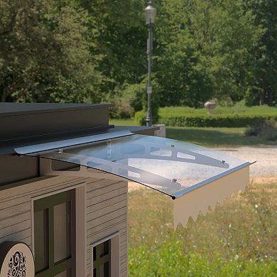WOW PIONEER Solid Polycarbonate Door Window Awning with Valance for Wooden Walls
