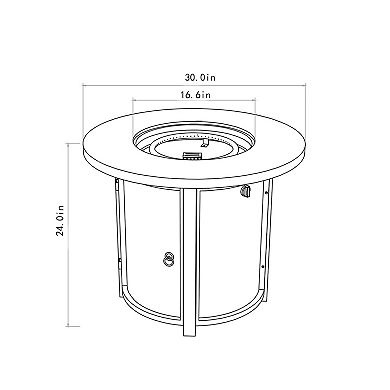WOW PIONEER 30 Inch Round Propane Fire Pit Table with Steel Frame and Lava Rocks