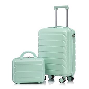 WOW PIONEER 2 pc ABS Spinner Wheel Luggage Set with Cosmetic Case